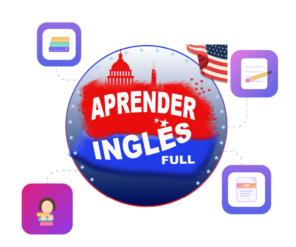 Mapa de contenidos de AprenderInglesFull: inglés para niños, estudiantes, vida diaria, cursos online, inglés profesional, PDFs y recursos descargables e instructor certificado.